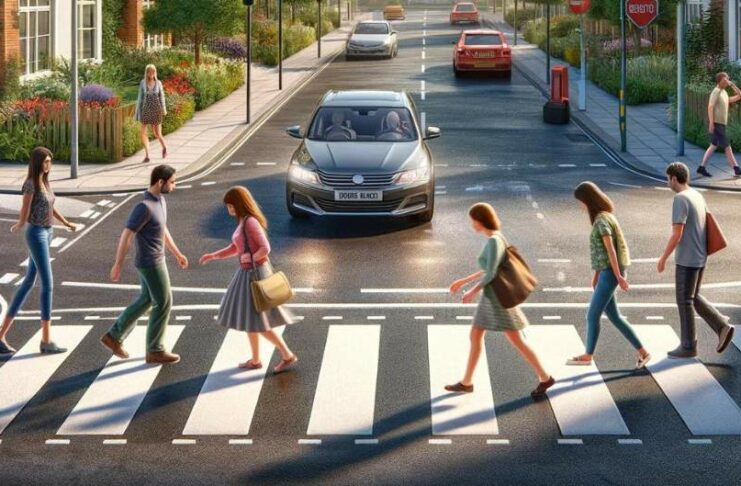 What actions should you anticipate from persons at the pedestrian crossing